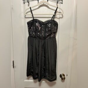 American Eagle Sequin Sweetheart Top Mini Dress sz 8 skater slip‎ dress EUC